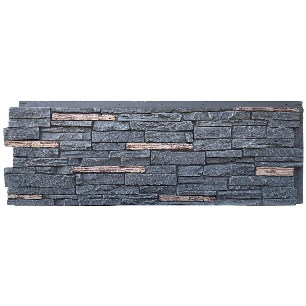 NextStone Slatestone Large 43 in. x 15.5 in. Polyurethane Faux Stone Panel in Midnight Ash