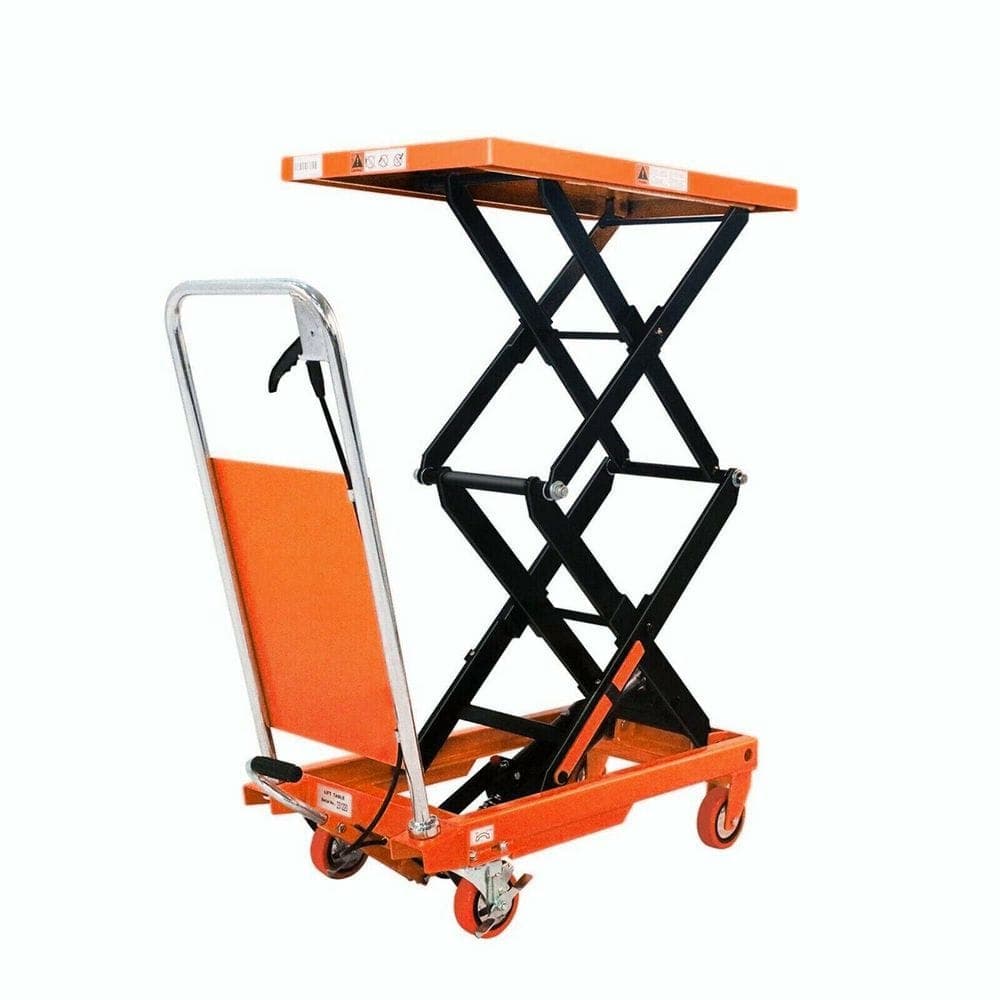 TORY CARRIER Orange 330 lbs. Max Load Capacity Double Scissor Lift Table with 43.3 in. Max Lift 27.6 x 17.7 x 1.4 in. Platform (1)