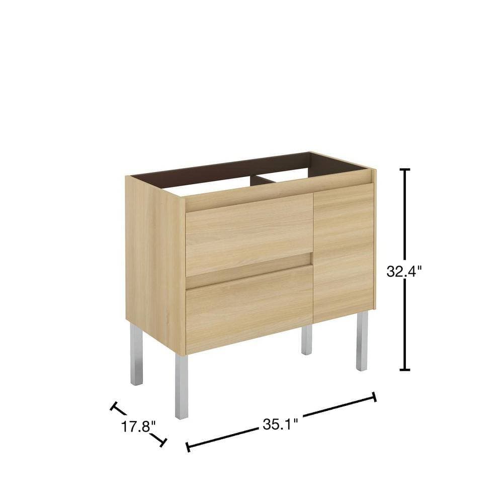 WS Bath Collections Ambra 35.1 in. W x 17.6 in. D x 32.4 in. H Bath Vanity Cabinet Only in Nordic Oak (2)