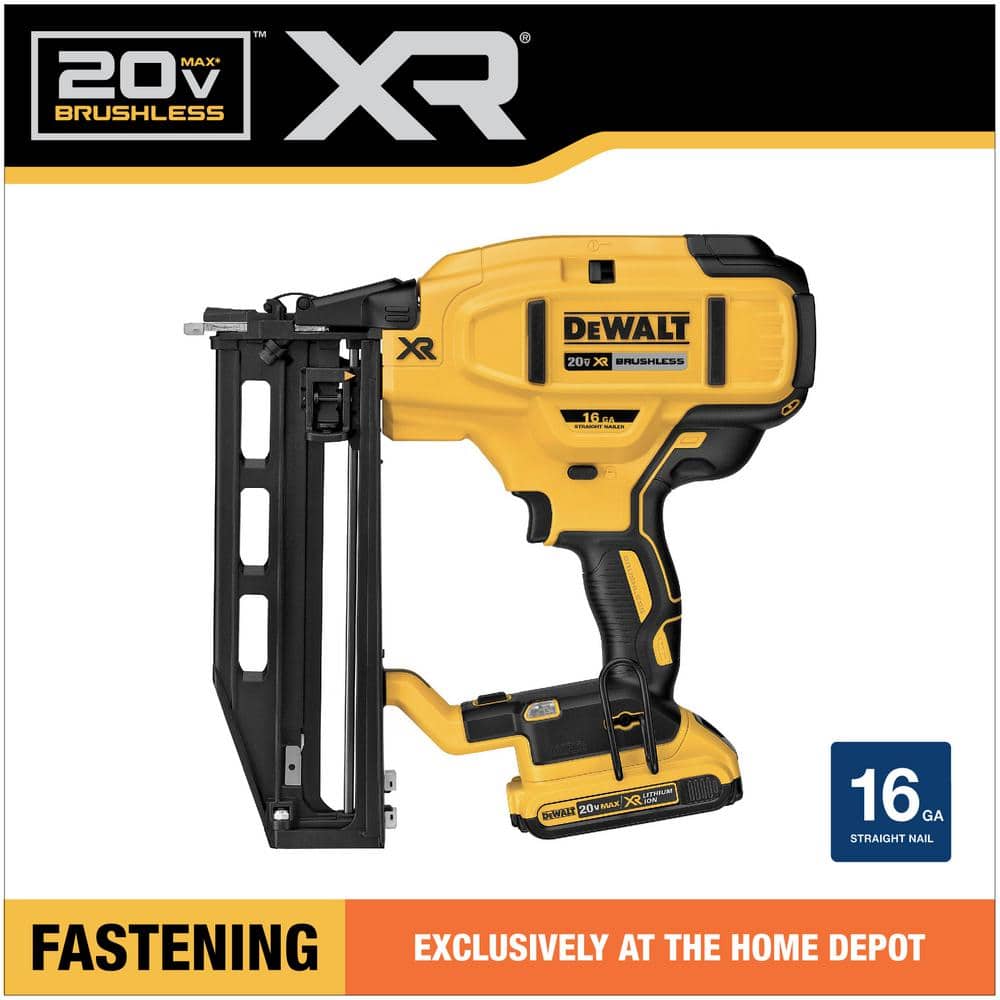 DEWALT V MAX XR Lithium-Ion Cordless Finish Nailer Kit with 2.0Ah Battery, Charger and Kit Bag (4)