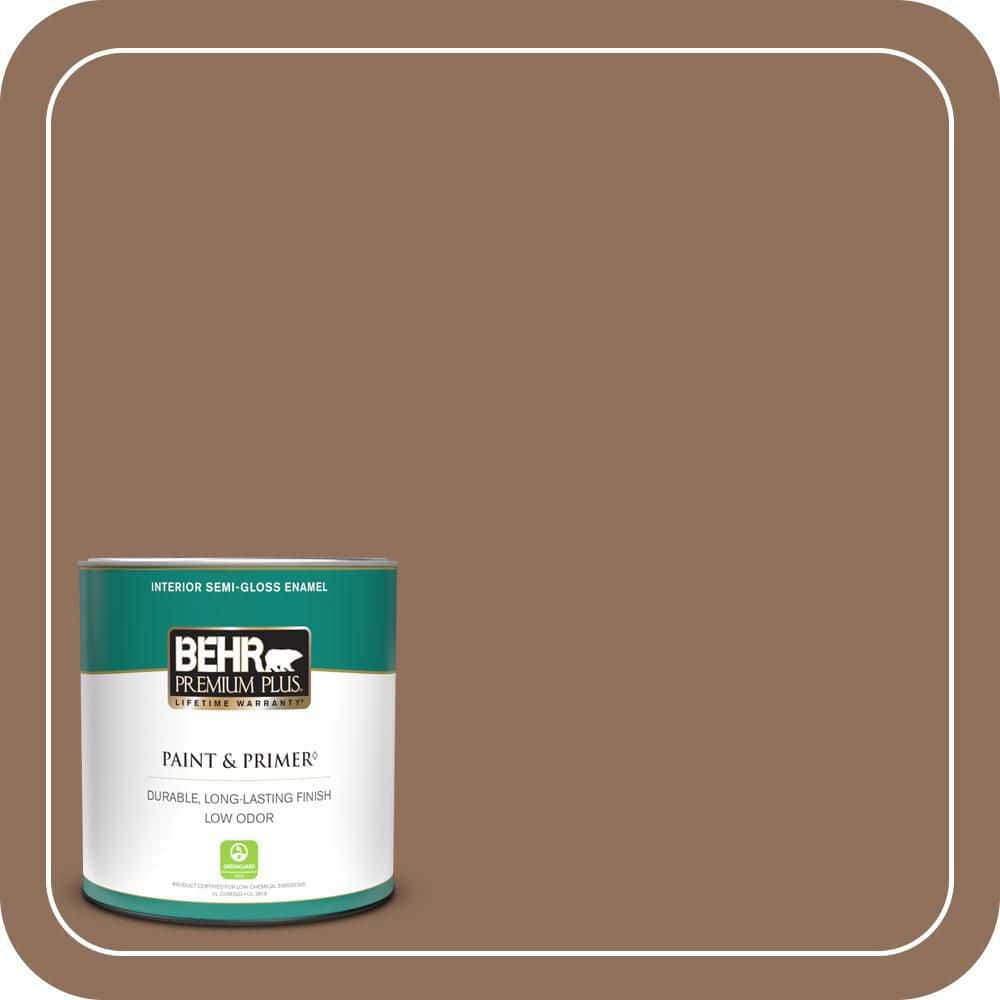 BEHR PREMIUM PLUS 1 qt. #N240-6 Wild Mustang Semi-Gloss Enamel Low Odor Interior Paint & Primer