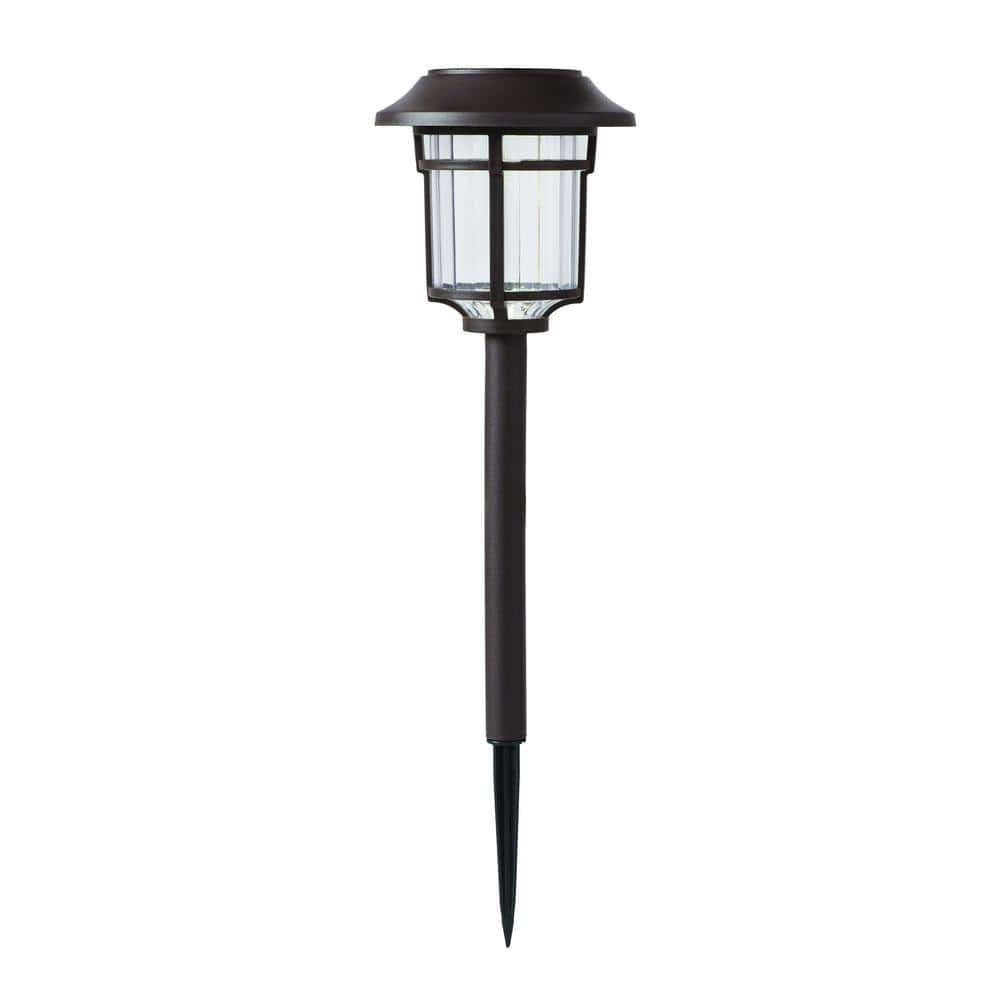 Hampton Bay Bellingrath Bronze Solar LED 10 Lumen Weather Resistant Outdoor Path Light with Plastic Lens (2)
