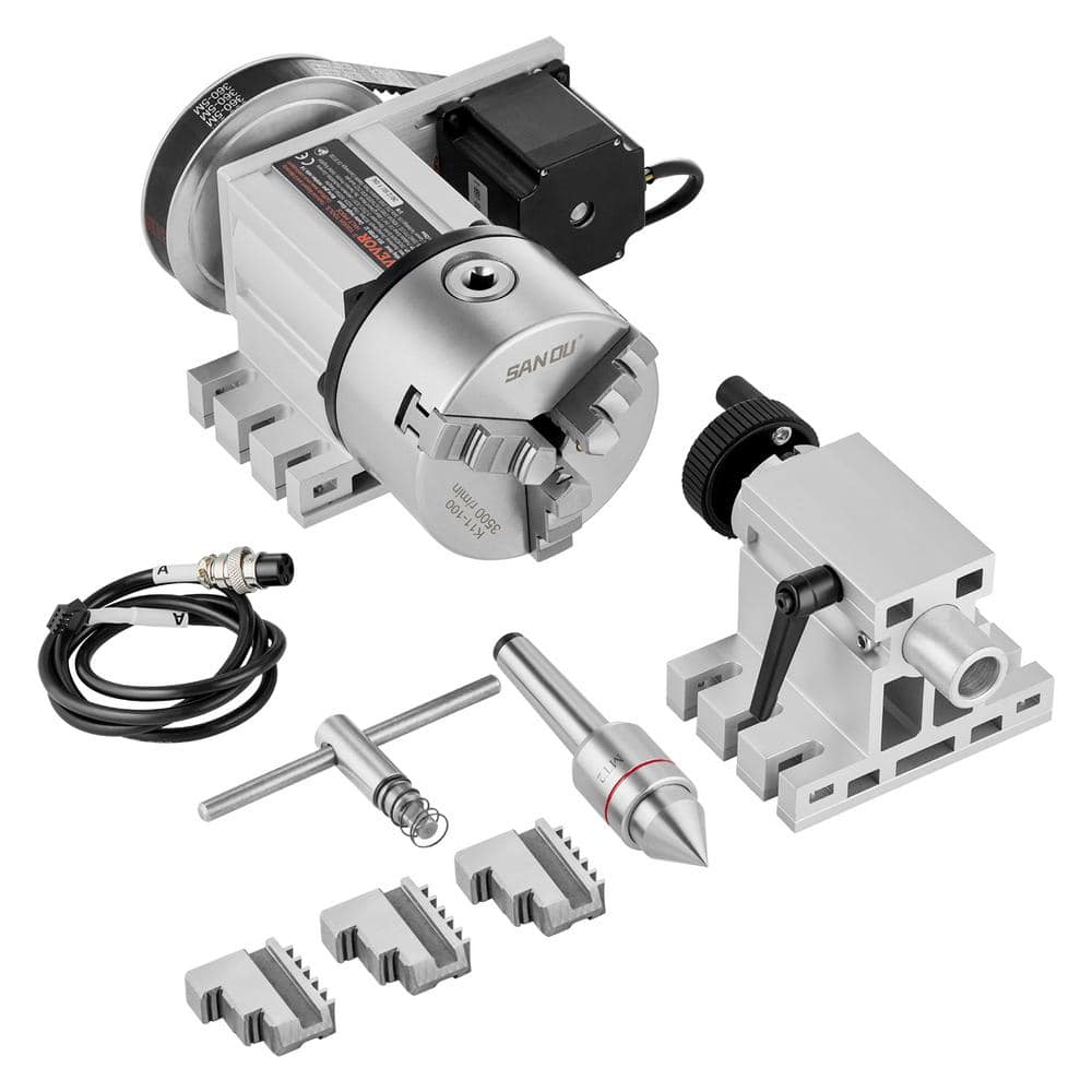 VEVOR Dividing Head K11-100 mm 3- Jaw Chuck CNC Router Milling Drill Press with Axis 4th Indexing Head for Engraving (1)