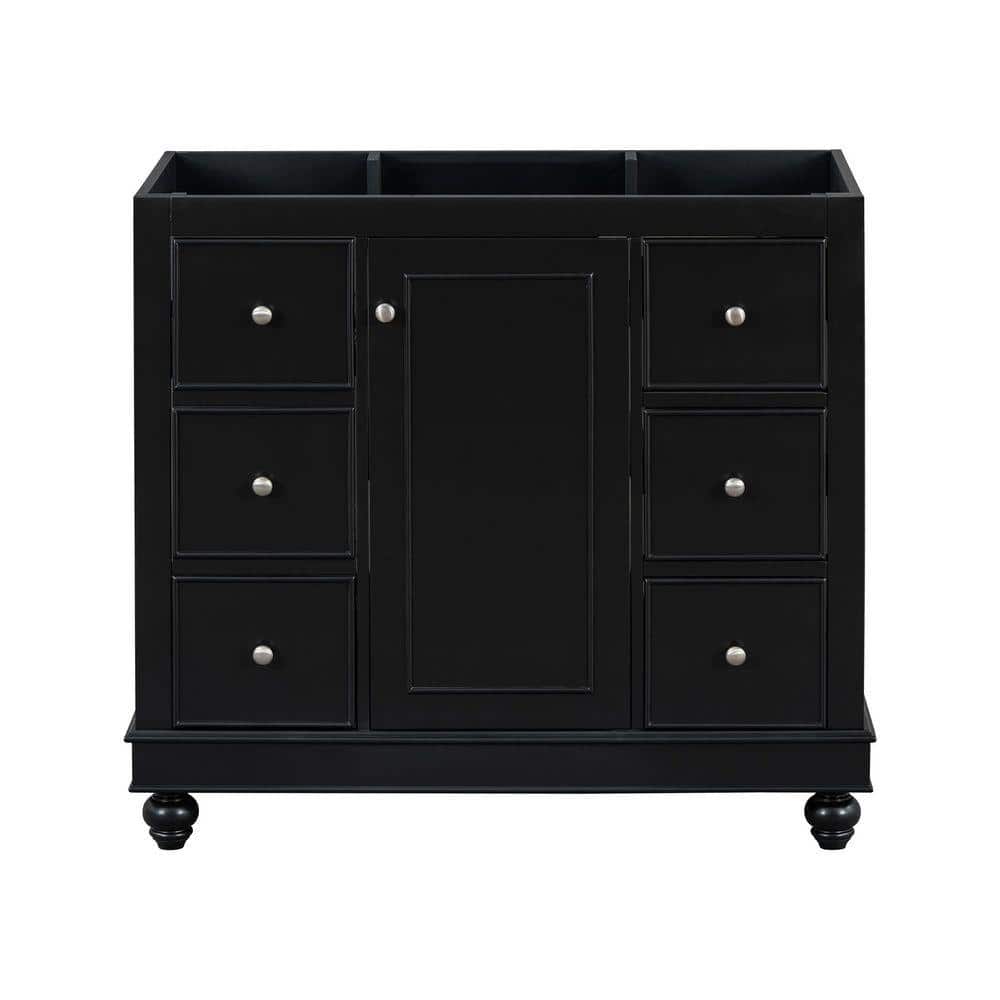 Timussi 35.28 in. Bath Vanity Cabinet without Top in Black Unassembled