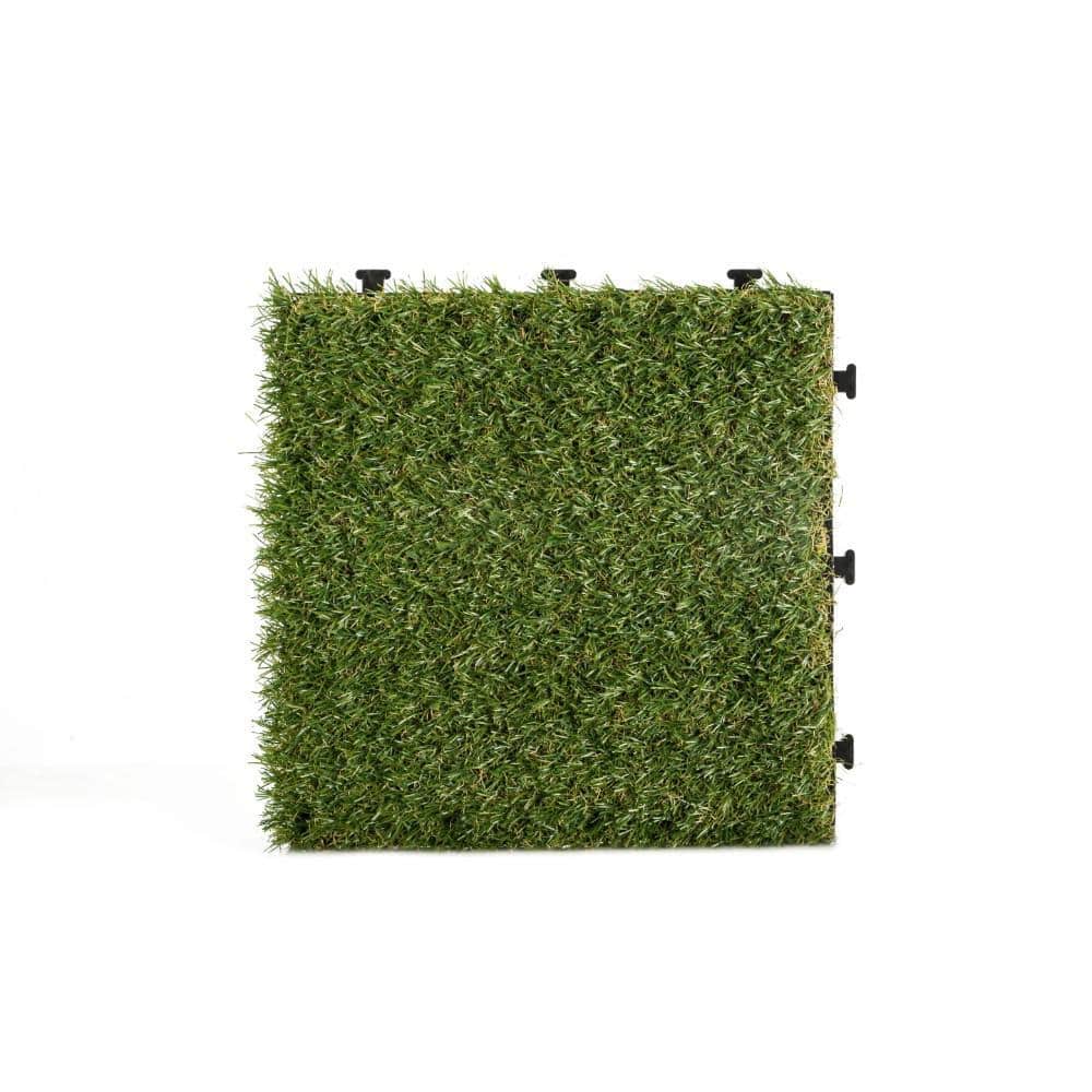 Courtyard Casual 1 ft. x 1 ft. Vinyl Grass Deck Tile in Green (9-Piece)
