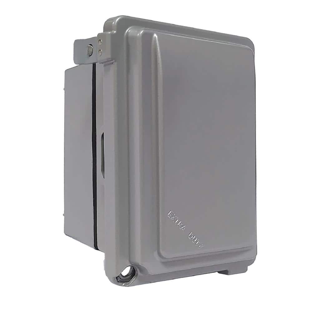 Commercial Electric 1-Gang Metal Weatherproof While In Use GFCI Receptacle Outlet Kit, Gray (2)