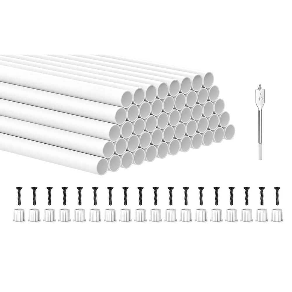 Afoxsos 50 Pack 36 x 3/4 Aluminum Round Deck Balusters with Anti-UV Connectors for Railing White (1)
