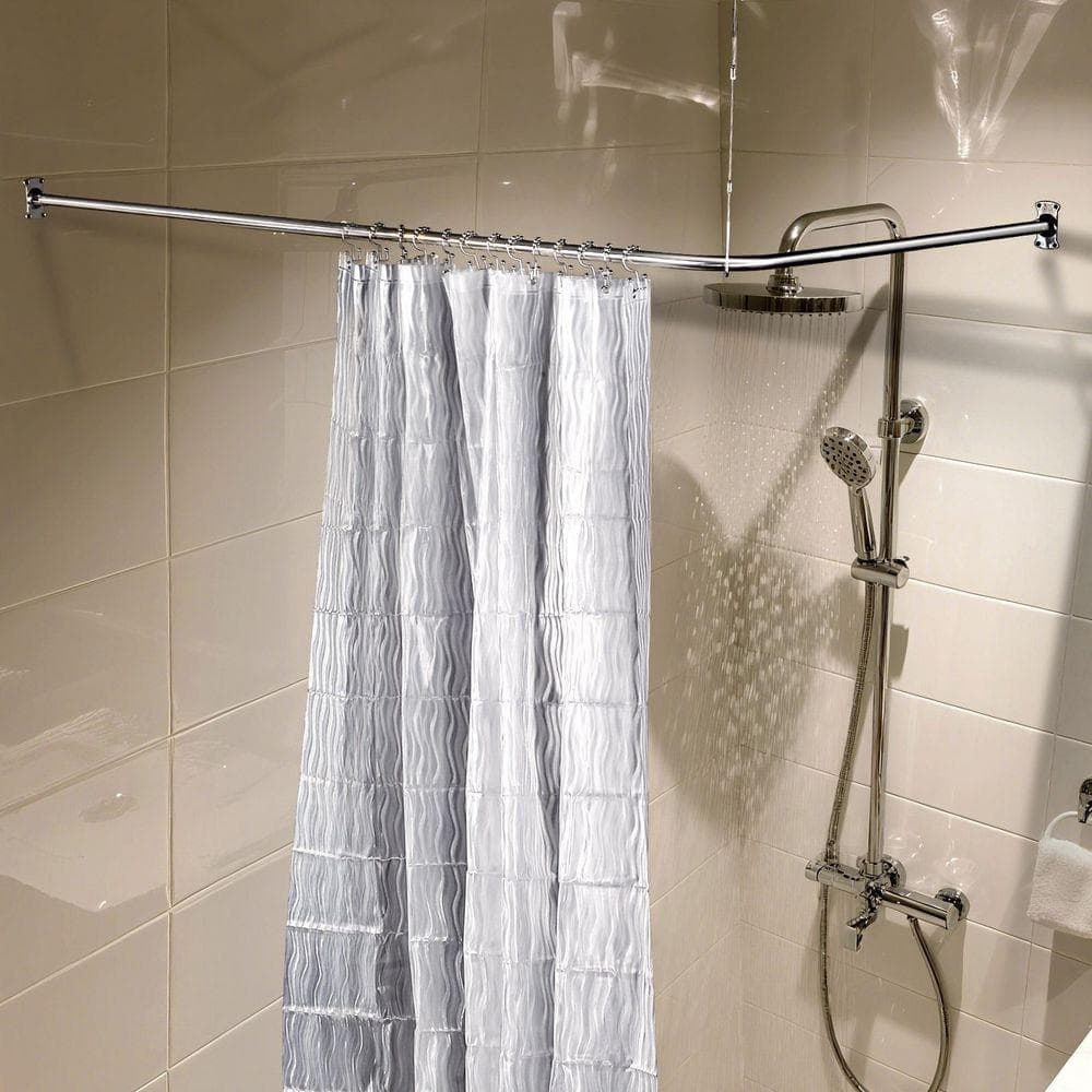 VEVETTA 42 in. 48 in. x 72 in. 78 in. Stainless Steel Bathroom Adjustable Shower Curtain Rod w/16 Shower Curtain Rings in Chrome (2)