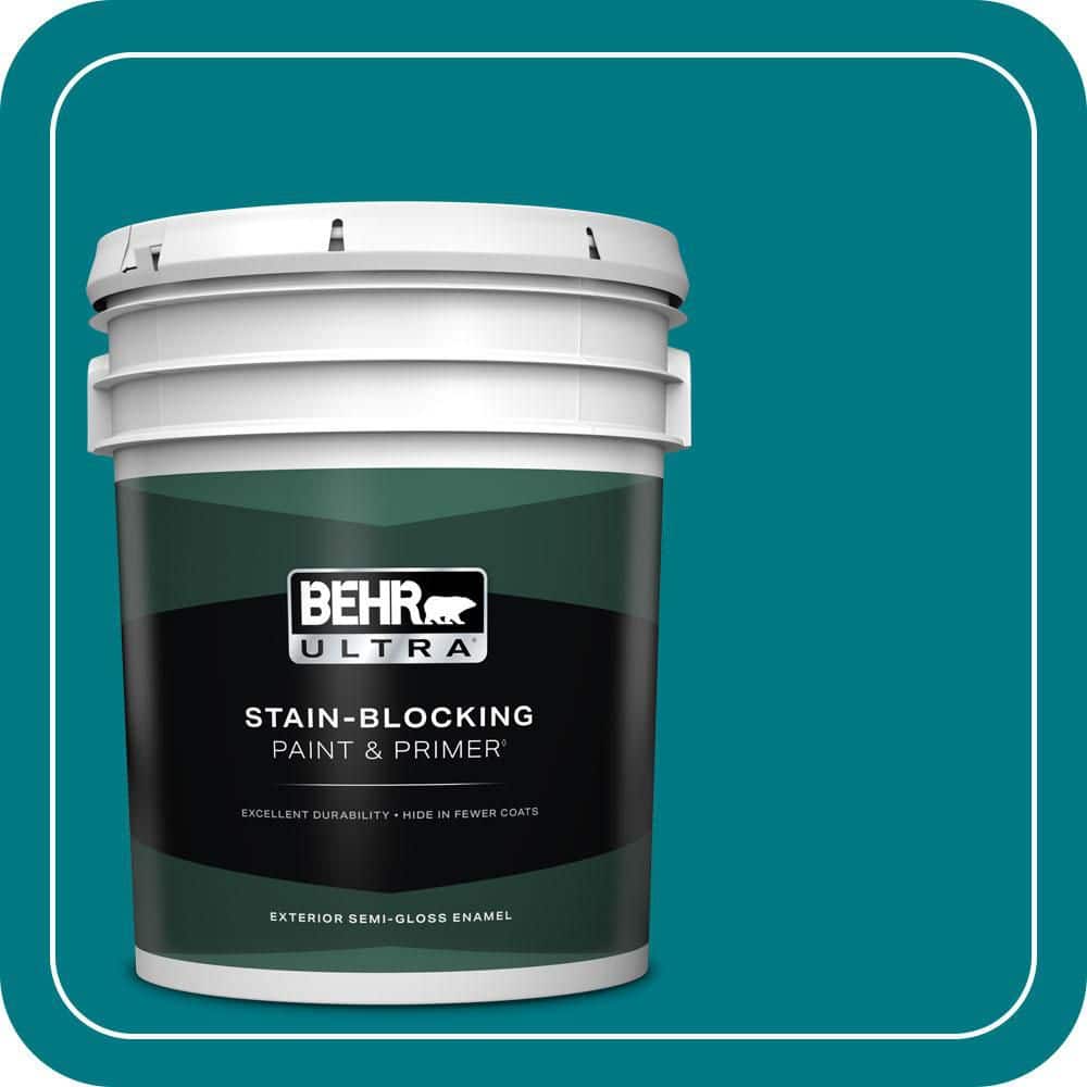 BEHR ULTRA 5 gal. #P470-7 The Real Teal Semi-Gloss Enamel Exterior Paint & Primer