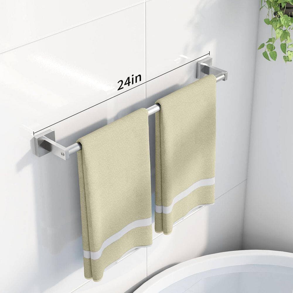 Wudkey 2-Pack Wall Mounted Towel Bar Hand Towel Holder Rod with Metal, High-Grade Aluminum Construction (2)
