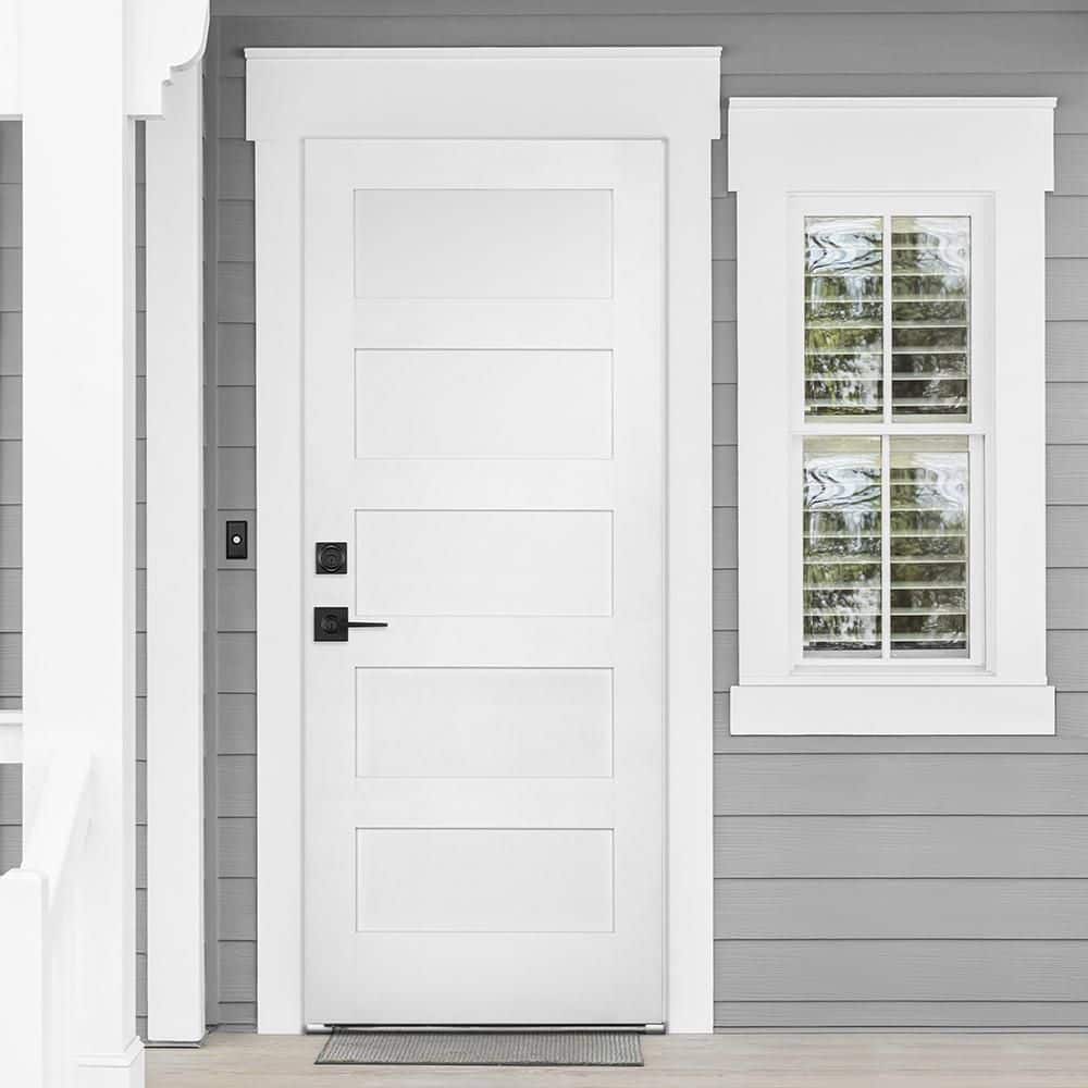 Kwikset Hollis Keyed Entry Door Lever and Single Cylinder Deadbolt Combo Pack SmartKey Security (4)