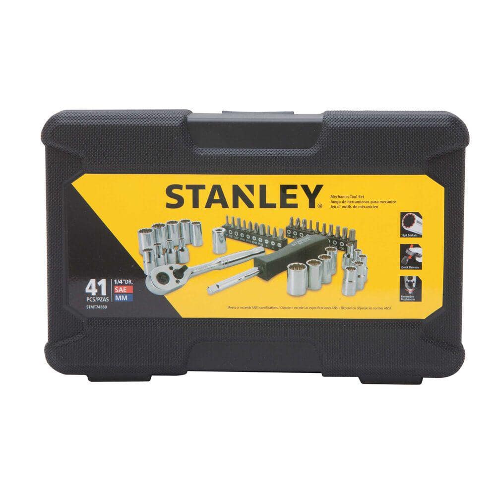 Stanley 1/4 in. Drive SAE/Metric Mechanics Tool Set (41-Piece) with Case (3)