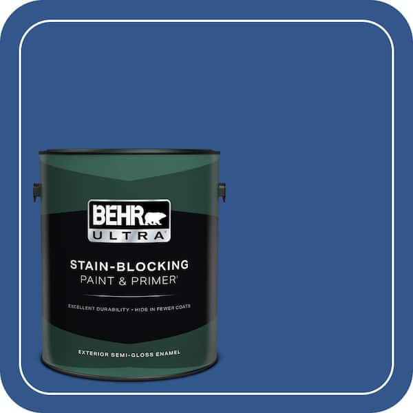 BEHR ULTRA 1 gal. #PPU15-03 Dark Cobalt Blue Semi-Gloss Enamel Exterior Paint & Primer (2)