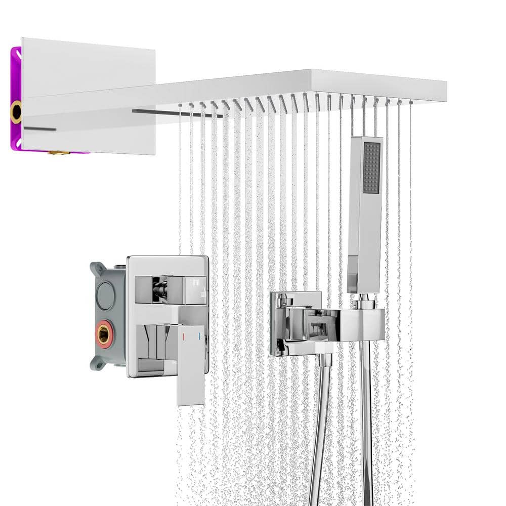GIVING TREE Single Handle 3-Spray Shower Faucet 2.0 GPM with Waterfall Adjustable Flow Rate Shower Head
