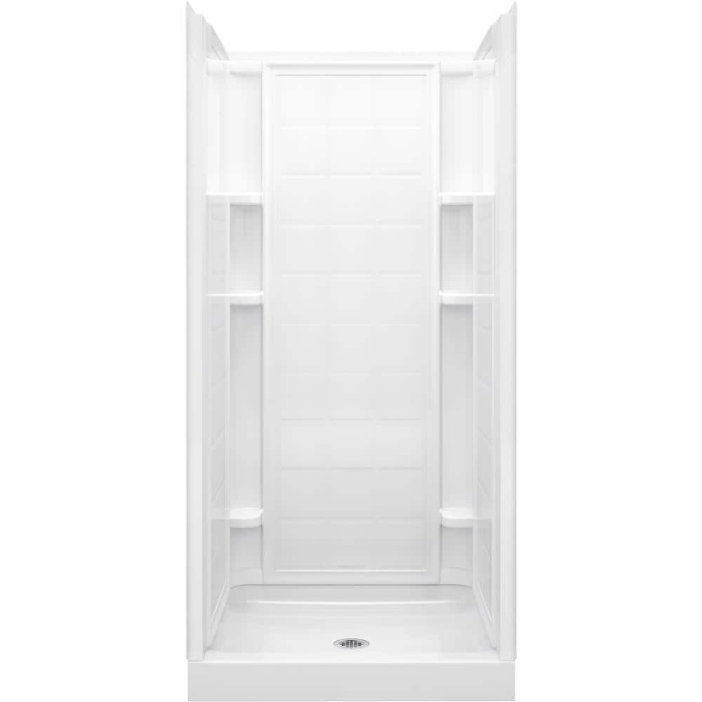 Sterling Ensemble 36 in. x 72-1/2 in. 1-Piece Direct-to-Stud Shower Back Wall in White (2)