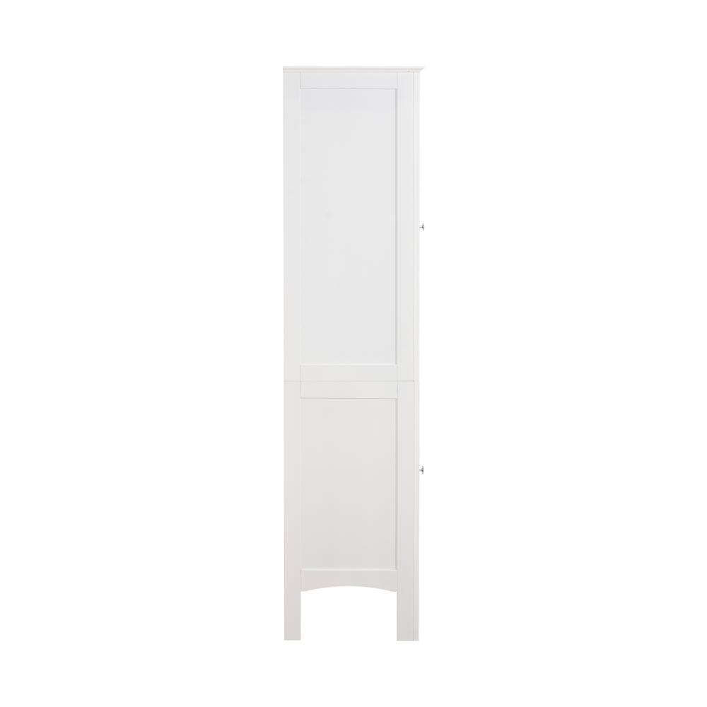 Tatahance 15.3 in. W x 15.3 in. D x 63 in. H White Narrow Tower Freestanding Linen Cabinet with 2 Shutter Doors (2)