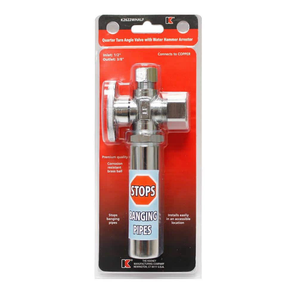 KEENEY 5/8 in. x 3/8 in. Brass Quarter Turn Angle Valve with Water Hammer Arrestor (2)