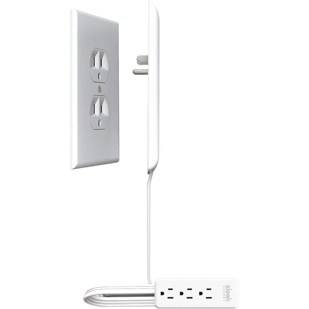 Ahfiwaso 3-Outlet Power Strip Surge Protector, Sleek Socket Original and Patented Ultra-Thin Outlet Concealer 3ft. Extension Cord