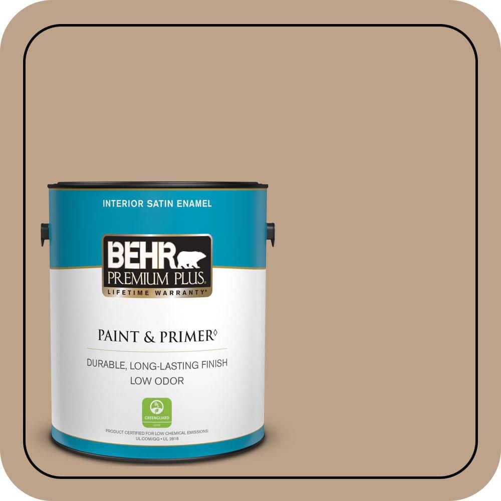 BEHR PREMIUM PLUS 1 gal. #N260-4 Merino Satin Enamel Low Odor Interior Paint & Primer