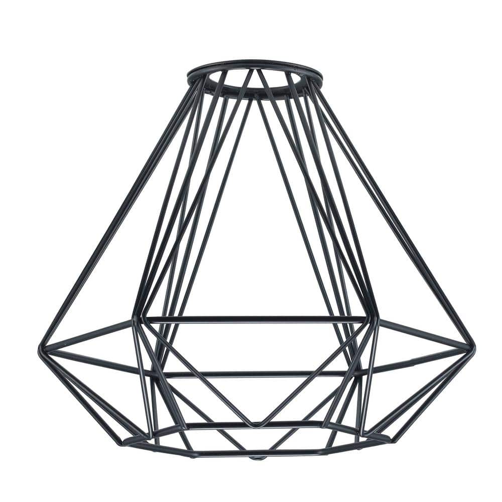 PRIVATE BRAND UNBRANDED 7.6 in. Black Metal Cone Shaped Cage Replacement Pendant Shade with 2.25 in. Uno Fitter (2)
