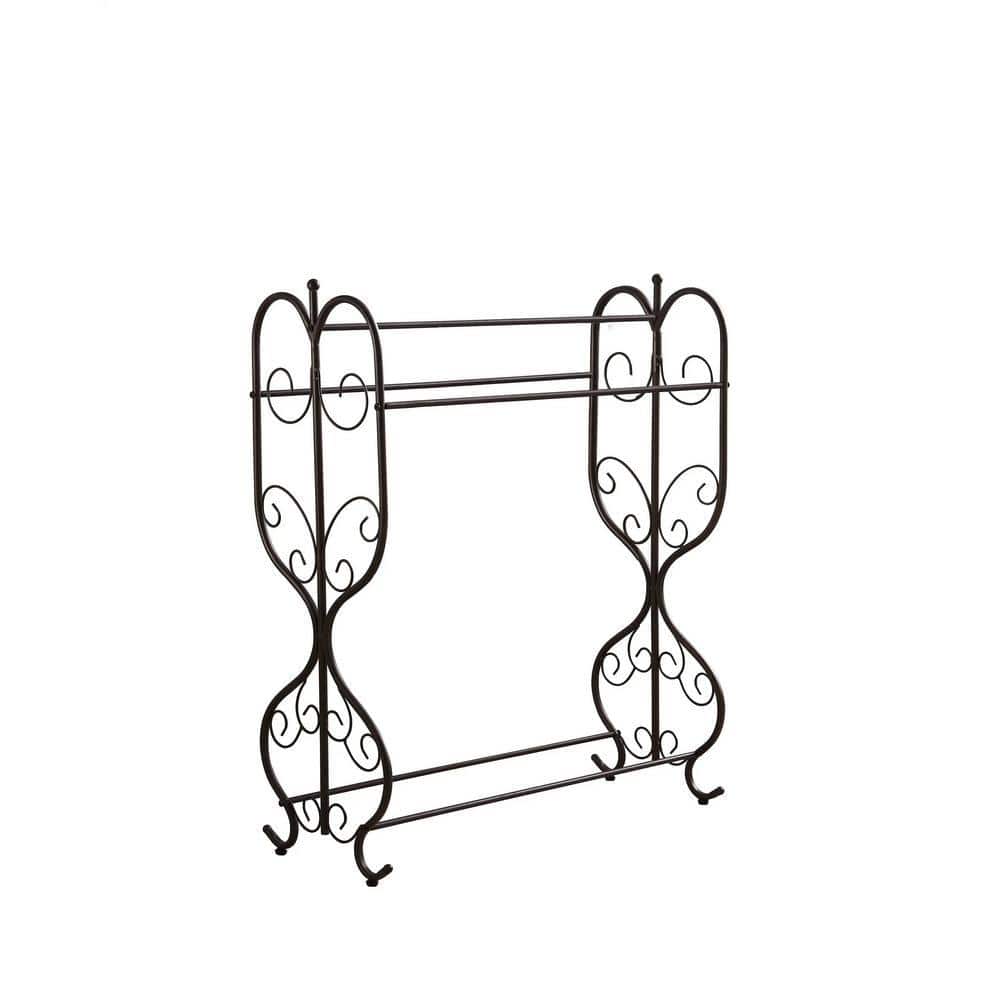 Signature Home SignatureHome Free Standing Triple Bathroom Towel Rack Organizer, Pewter Finish, Metal Towel Stand (2)