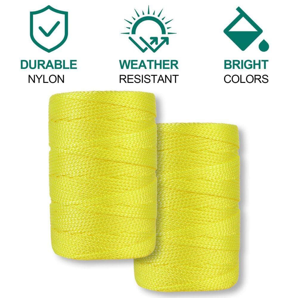 NVNOO 500 ft. Yellow Mason Line for Gardening Twine, Braided Mason Line, Construction and Masonry String (1-Pack) (3)