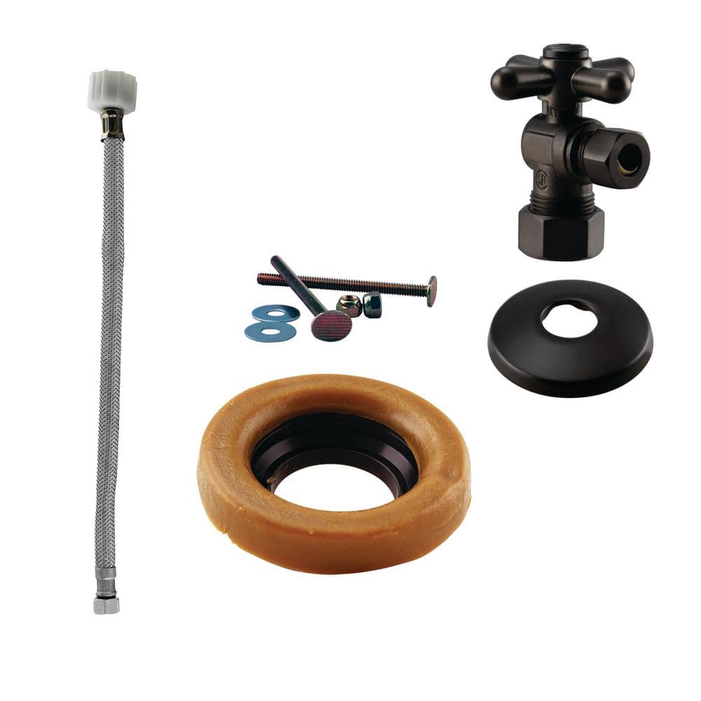Westbrass Cross Handle Angle Stop Toilet Water Supply Kit in Oil Rubbed Bronze (1)