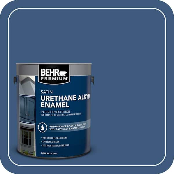 BEHR PREMIUM 1 gal. #M520-7 Admiral Blue Urethane Alkyd Satin Enamel Interior/Exterior Paint (2)