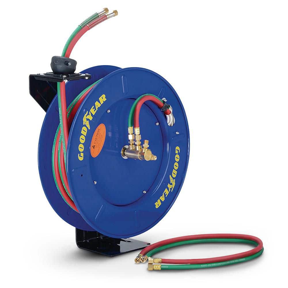 Goodyear 1/4 in. x 50 ft. Steel Single Arm Oxygen Acetylene Welding Hose Reel