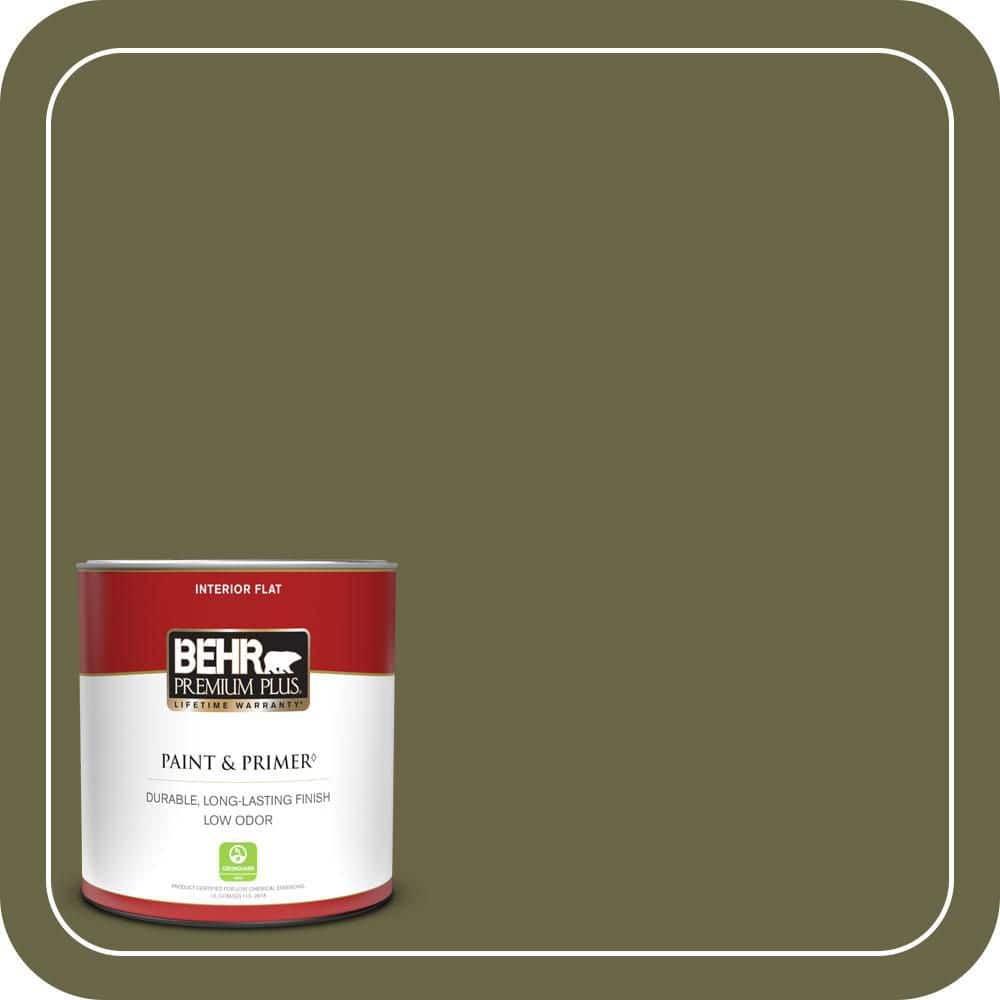 BEHR PREMIUM PLUS 1 qt. #S350-7 Cedar Glen Flat Low Odor Interior Paint & Primer