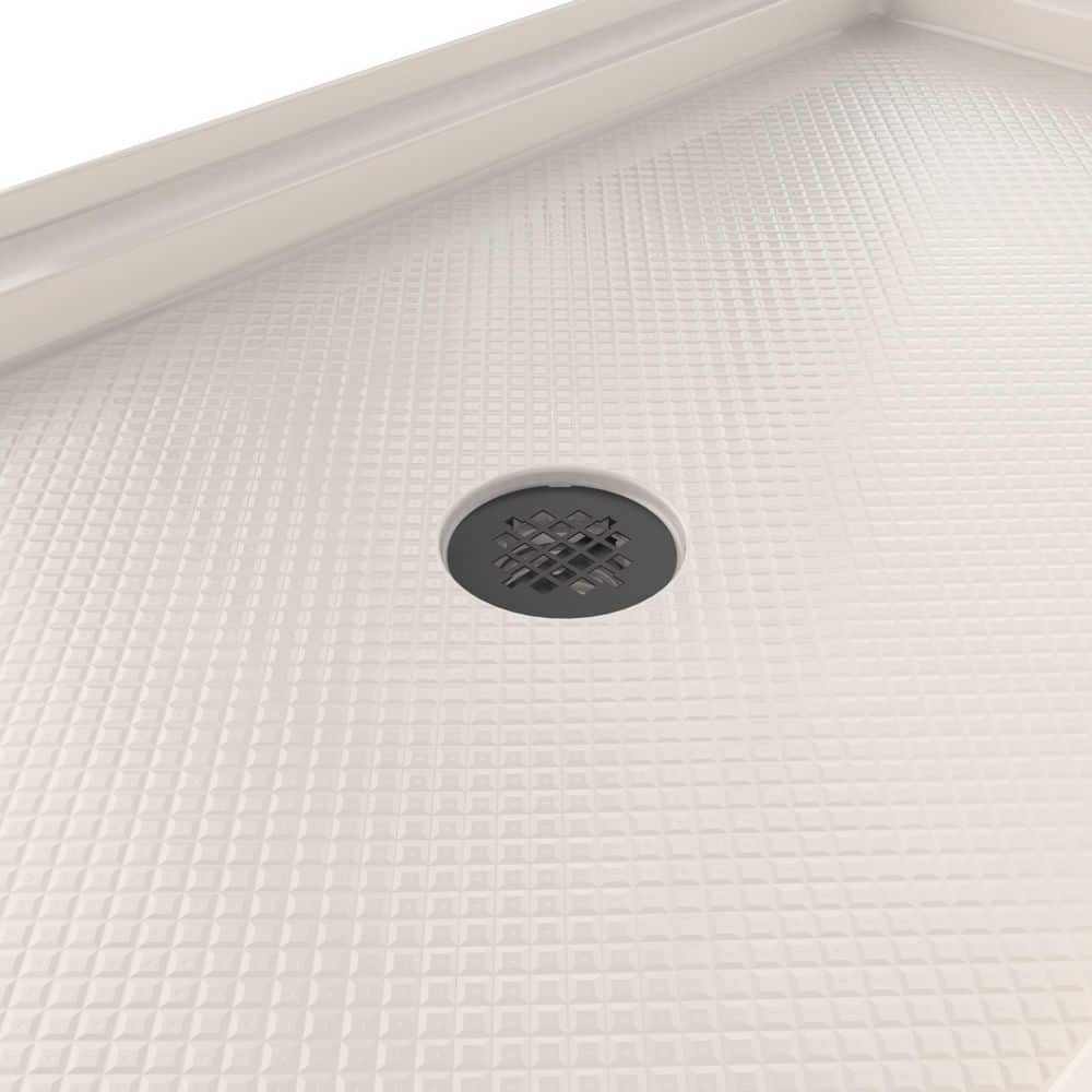 DreamLine SlimLine 60 in. L x 32 in. W Alcove Rectangular Biscuit Shower Pan Base with 2 in. Round Center Drain in Matte Black (3)