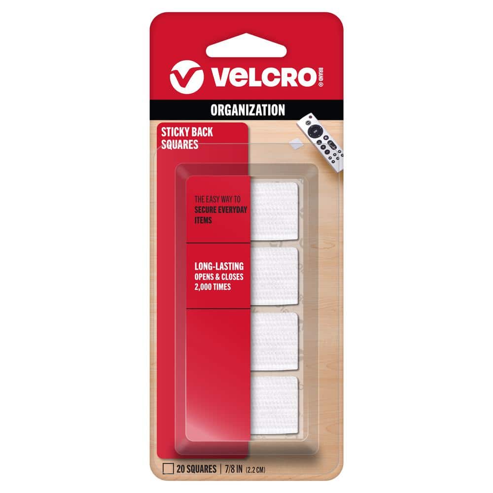 VELCRO 7/8 in. Sticky Back Squares in White (20-Pack)