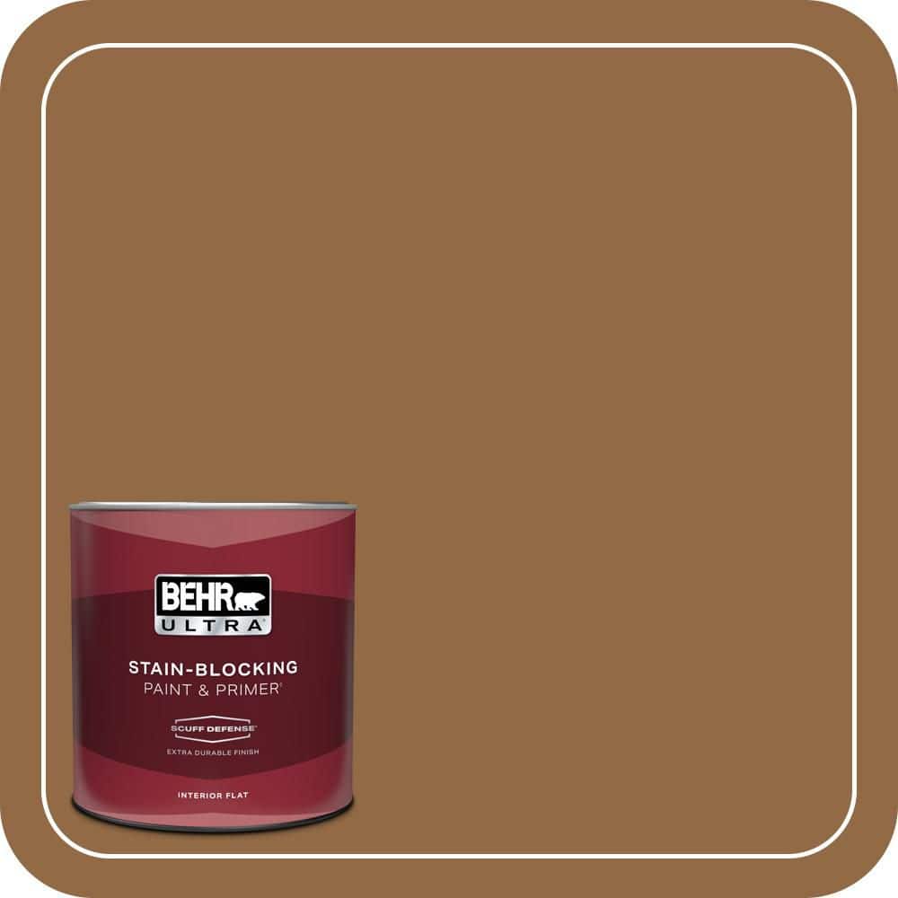 BEHR ULTRA 1 qt. #QE-31 Barcelona Brown Extra Durable Flat Interior Paint & Primer