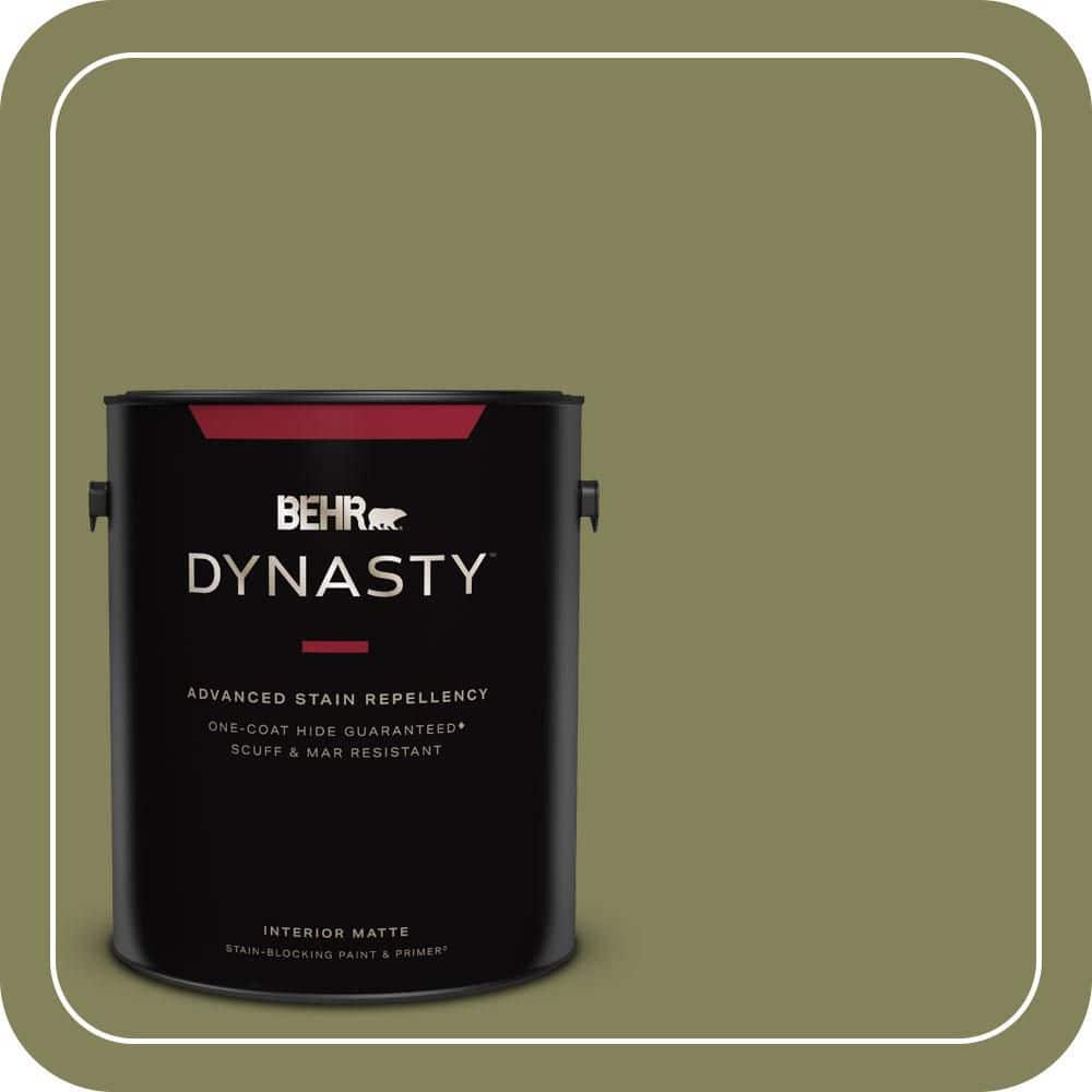 BEHR DYNASTY 1 gal. #PMD-47 Martini Olive Matte Interior Stain-Blocking Paint & Primer