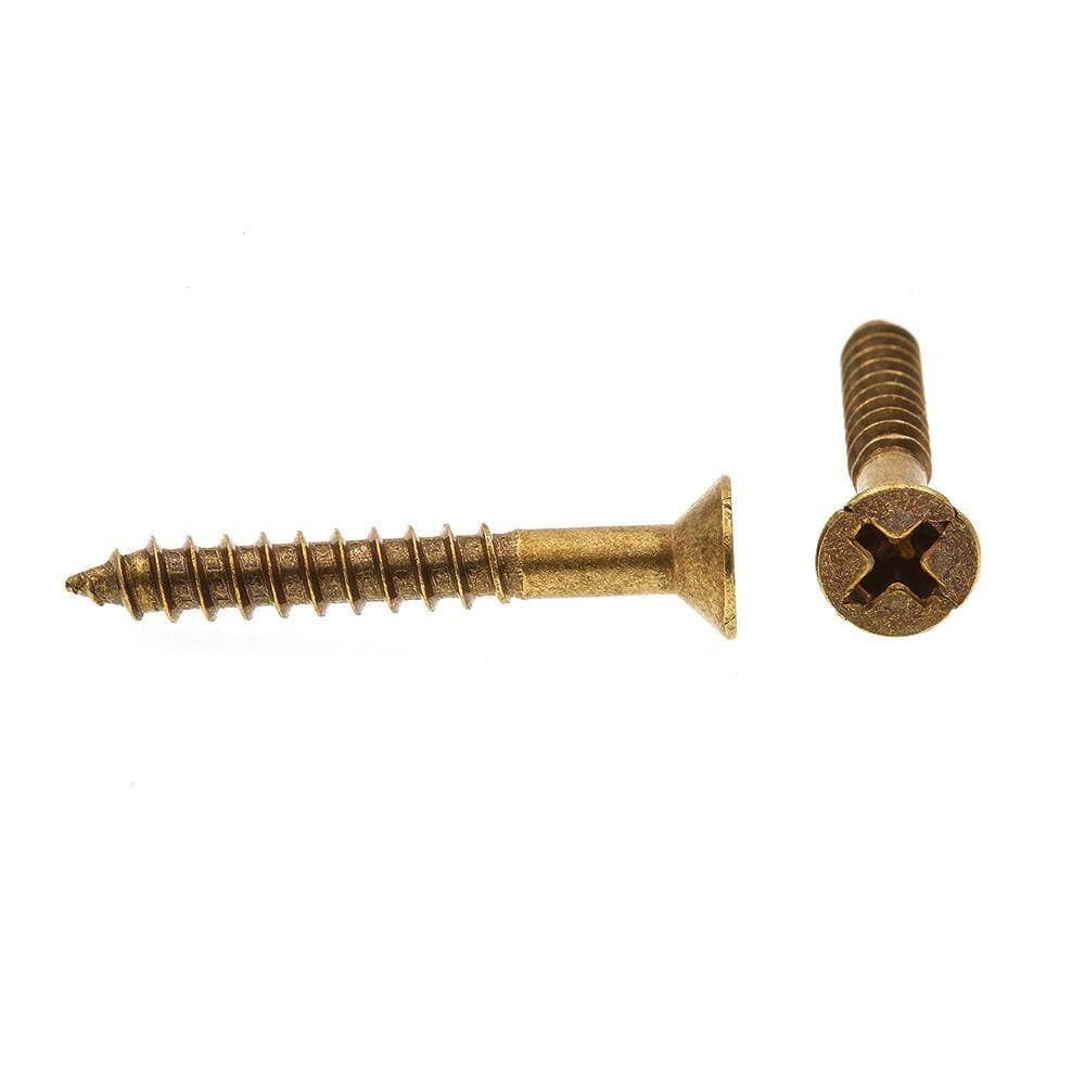 Prime-Line #8 x 1-1/4 in. Solid Brass Phillips Drive Flat Head Wood Screws (100-Pack) (2)