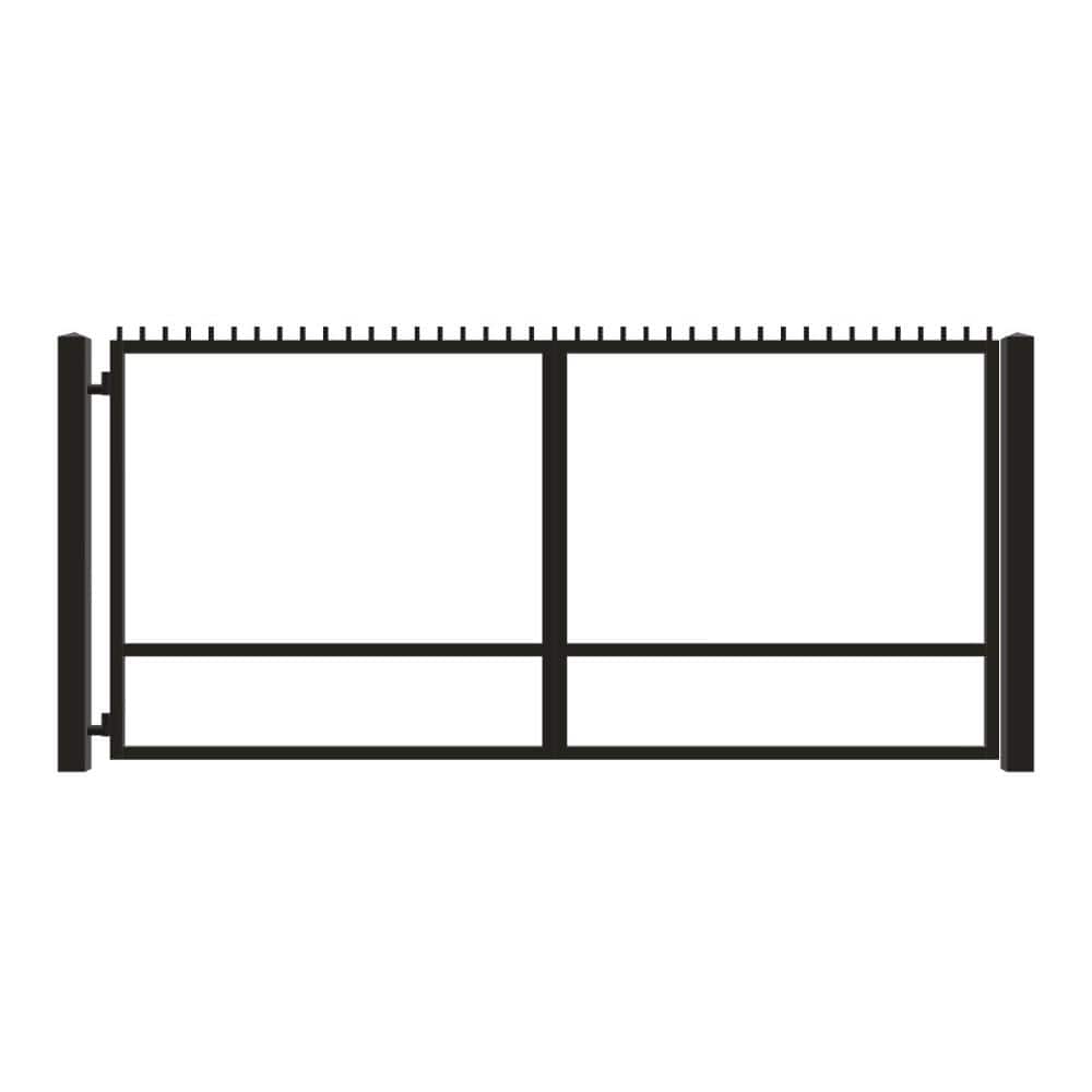 Unbranded Driveway Gate — Swing, Side, Finials, Black — 160"W x 72"H (1)