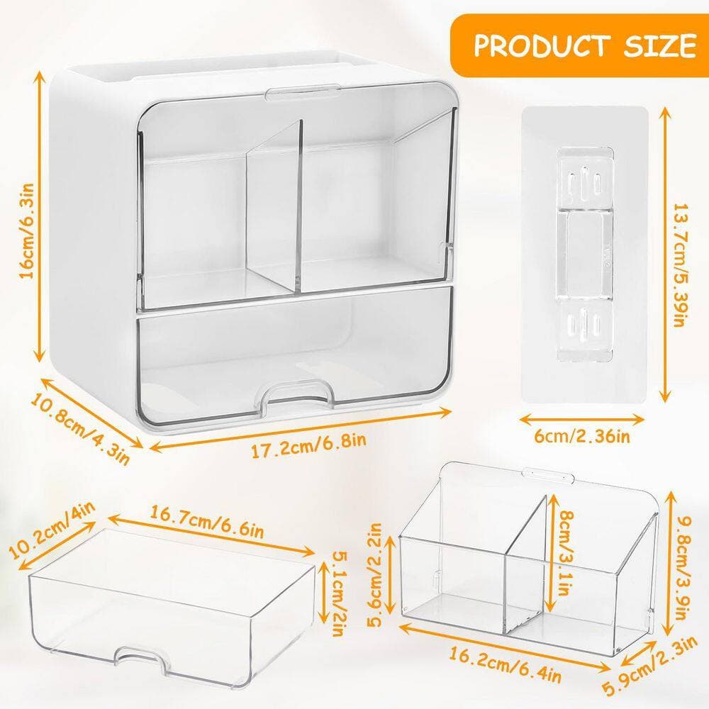 KHKFY Wall Mounted Feminine Product Organizer with 3 Compartments and Flip-Top Lid 6.8 x 4.3 x 6.3 in. Tampon (3)