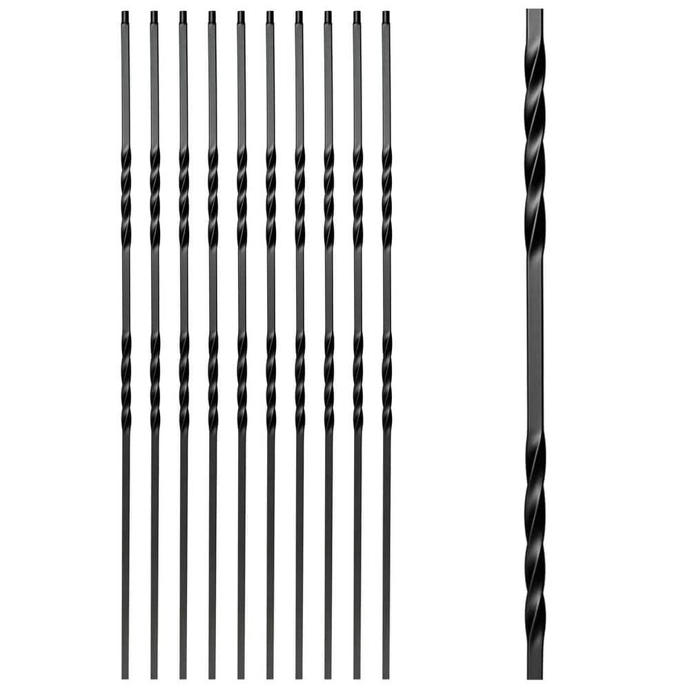 Afoxsos 44 in. H x  .5 in. W Double Twist Metal Spindles Wrought Iron Stair Balusters in Satin Black, 10-Pack (1)