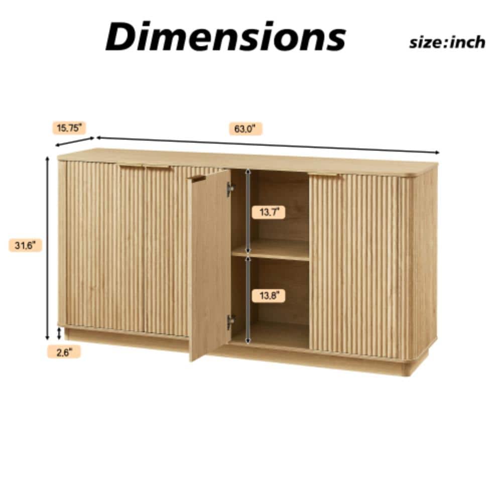 Unbranded 63 in. W x 15.75 in. D x 31.5 in. H Bathroom Brown Linen Cabinet (2)