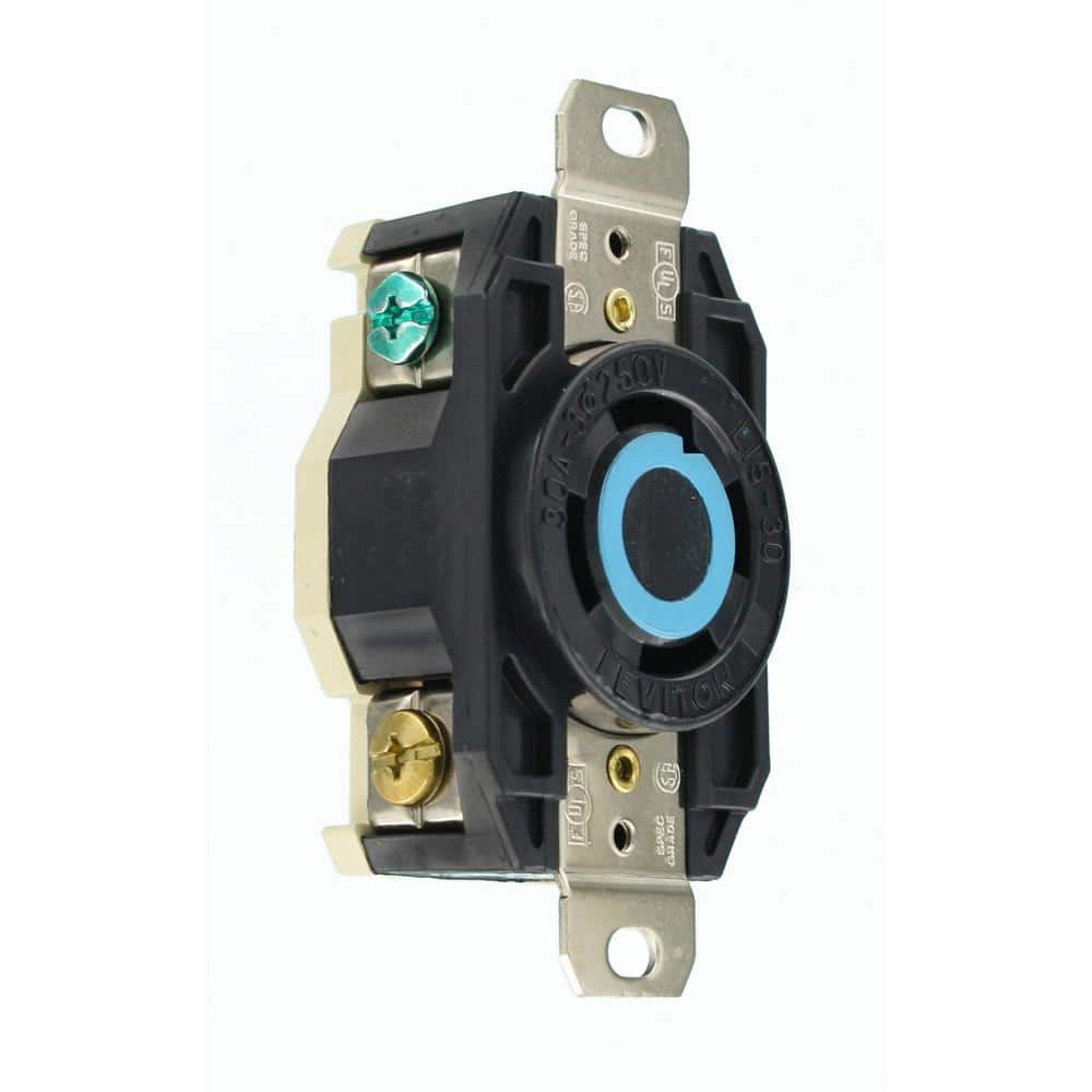 Leviton 30 Amp 250-Volt 3-Phase Flush Mounting Grounding Locking Outlet, Black 2720 (3)
