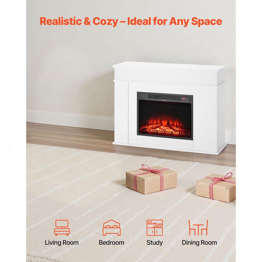 VEVOR 13.58in. Freestanding Fireplaces, 1500W 5120BTU Fake Electric Fireplace Stove Heater with Mantel, Overheating Protection (2)