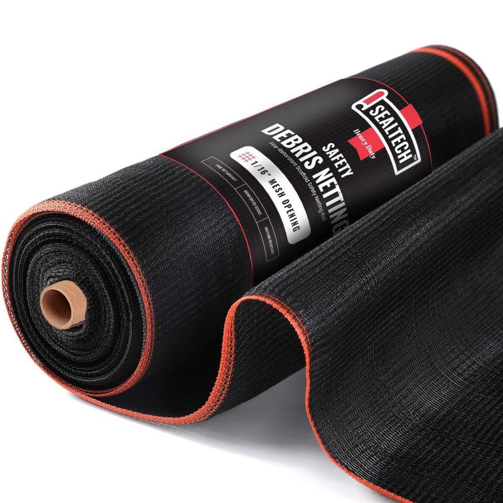 SEALTECH Black-8 ft. X 200 ft. Debris Netting Rolls - Fire Retardant,1/16 in. Mesh Roll