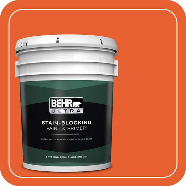 BEHR ULTRA 5 gal. #S-G-230 Startling Orange Semi-Gloss Enamel Exterior Paint & Primer (2)