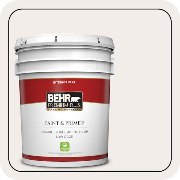 BEHR PREMIUM PLUS 5 gal. #RD-W10 New House White Flat Low Odor Interior Paint & Primer (2)