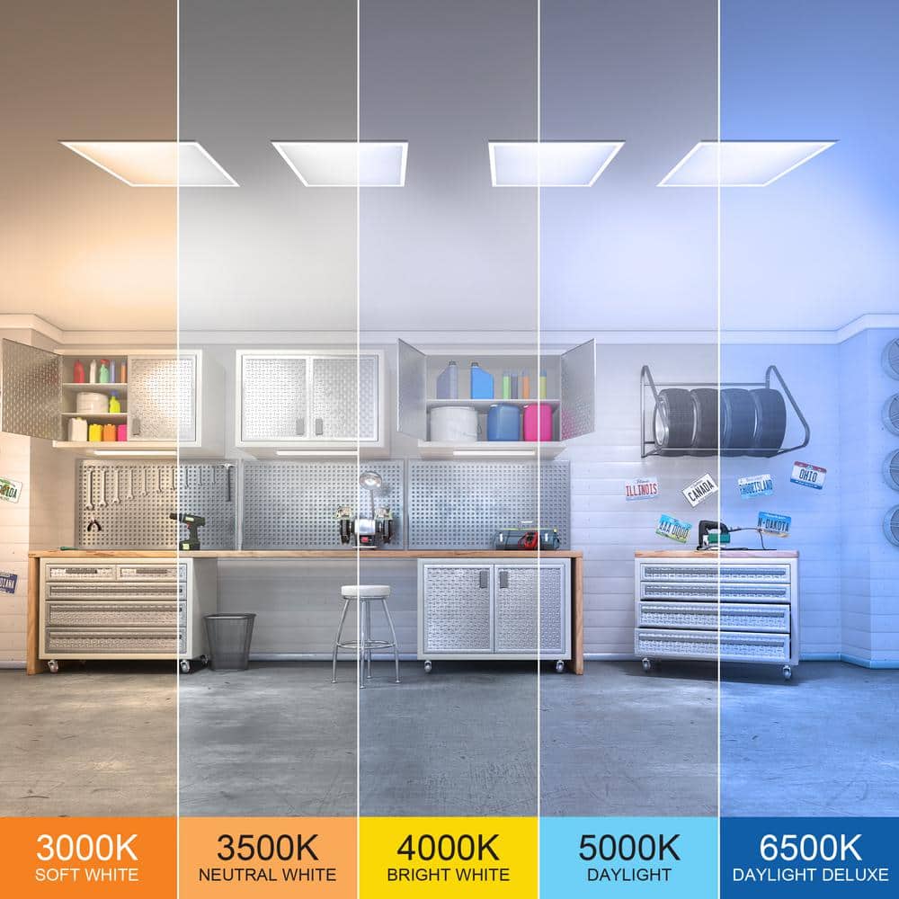 Commercial Electric 1-Pack 2 ft. x 2 ft. 4250 Lumens Non-Dimmable Integrated LED Flat Panel Ceiling Flush Mount Fixture Selectable 5CCT (3)