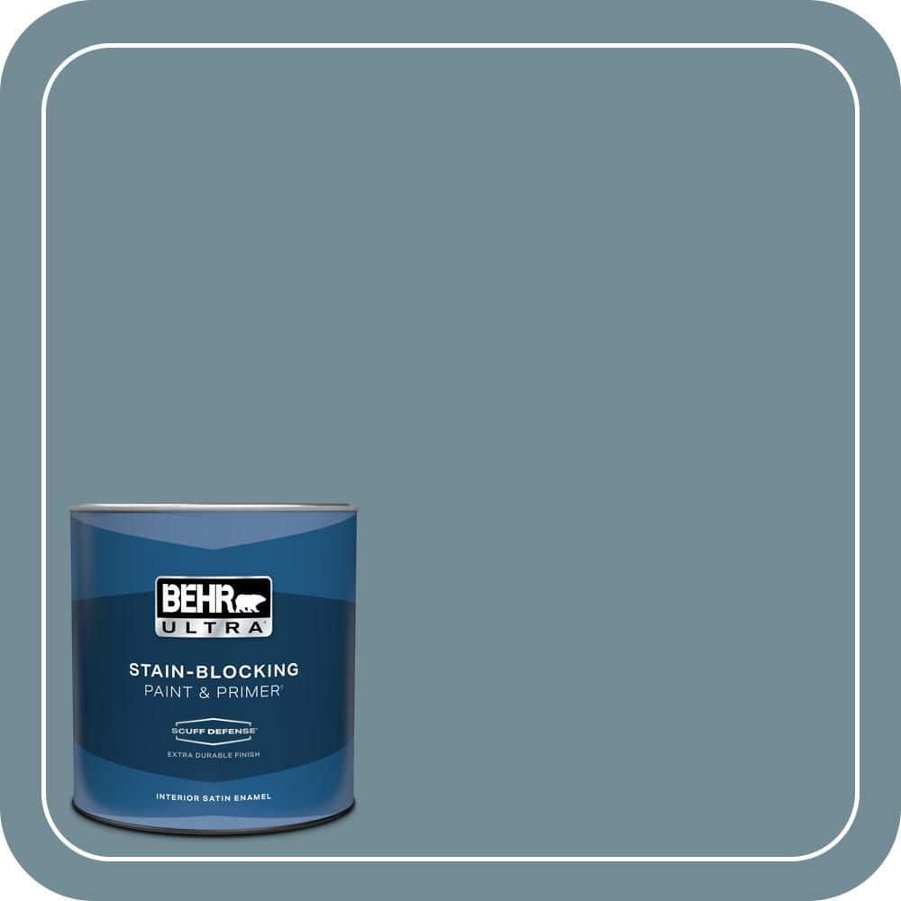 BEHR ULTRA 1 qt. #QE-54 Shaker Blue Extra Durable Satin Enamel Interior Paint & Primer