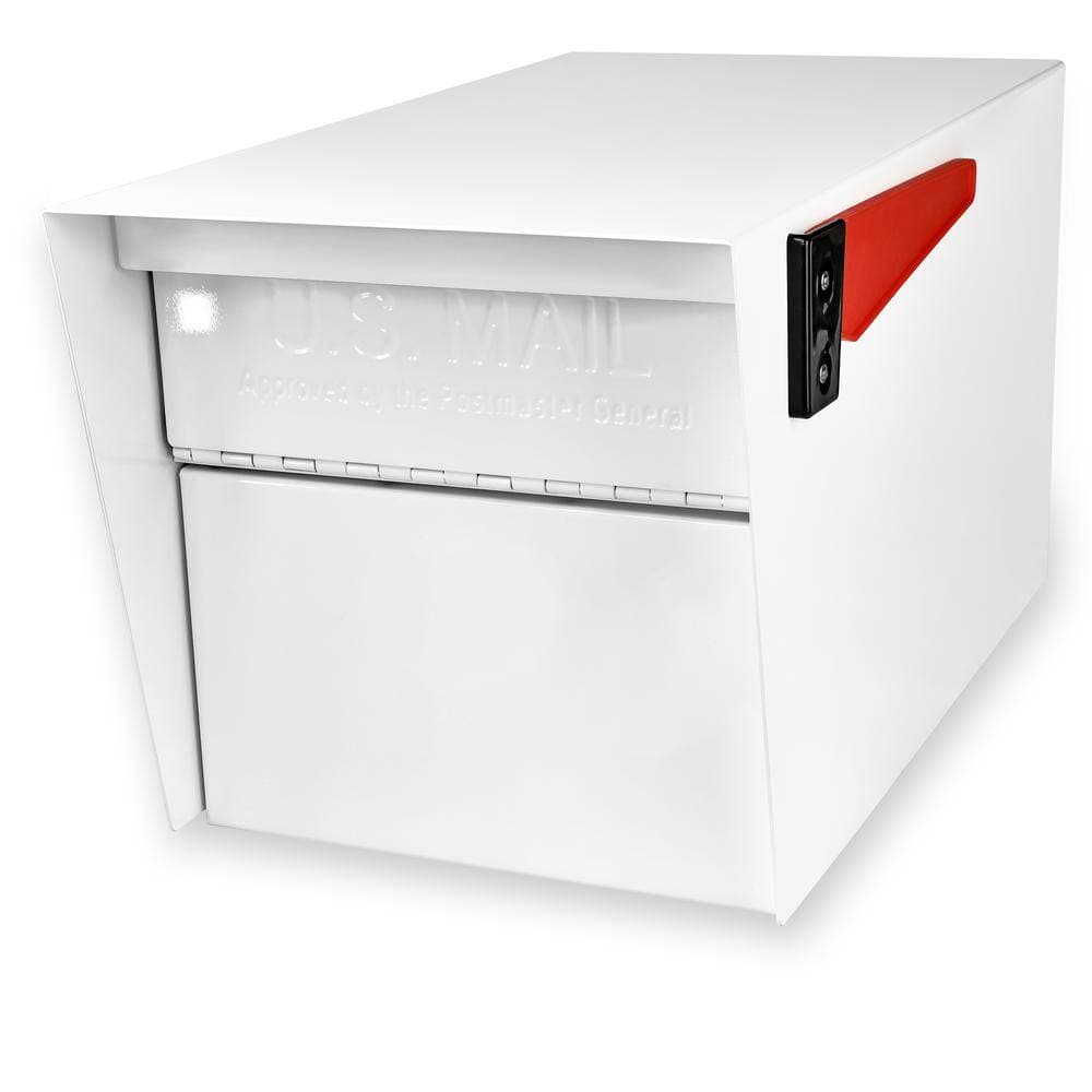 Mail Boss Mail Manager Street Safe X4 Rear Locking Mailbox Combo Kit, Surface Mount, Alpine White, 4 Compartment Security Cluster (2)