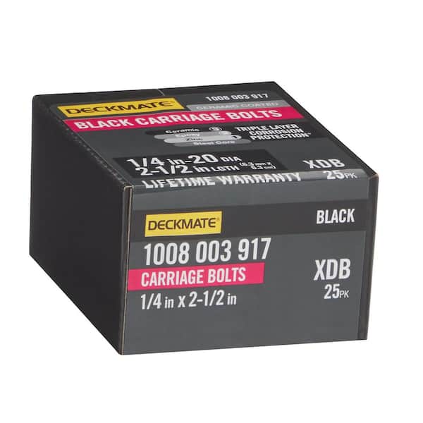 DECKMATE 1/4" x 2-1/2" BLACK CARRIAGE BOLT 50 PC (2)