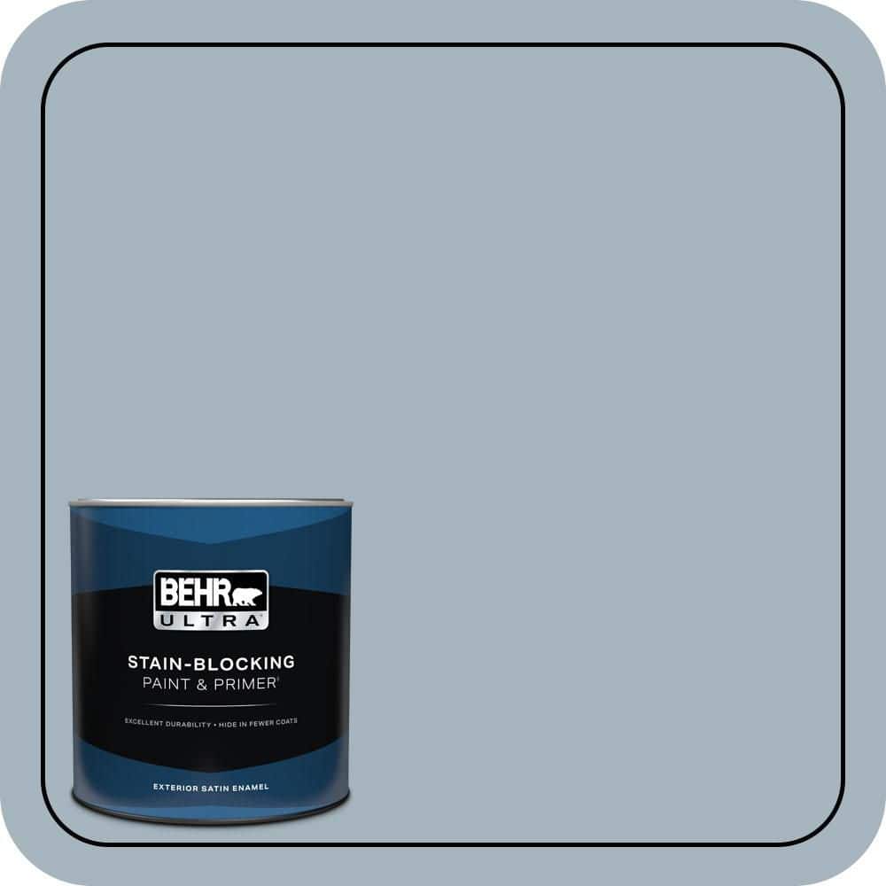 BEHR ULTRA 1 qt. #N480-3 Shadow Blue Satin Enamel Exterior Paint & Primer