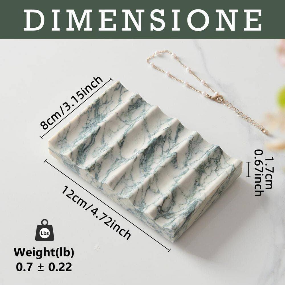 Unbranded 1 Pack Cyan Green Natural Marble Soap Dish Freestanding Non Slip Stone Bar Holder Tray for the Bathroom (2)